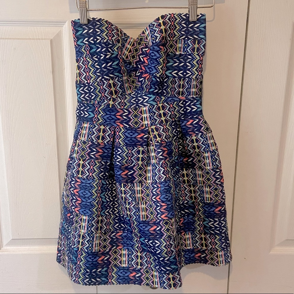 Paper crane strapless cocktail dress, colorful and fun! NWT